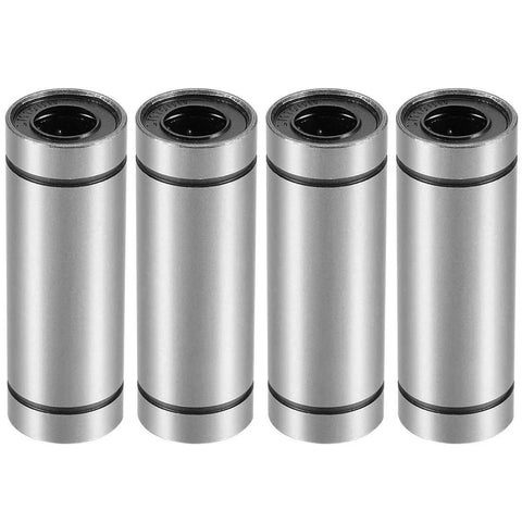 Four LM10UU Extra Long Linear Ball Bearings, 10mm Bore, 19mm OD, 55mm Length, Sealed on Both Sides, for CNC and 3D Tools