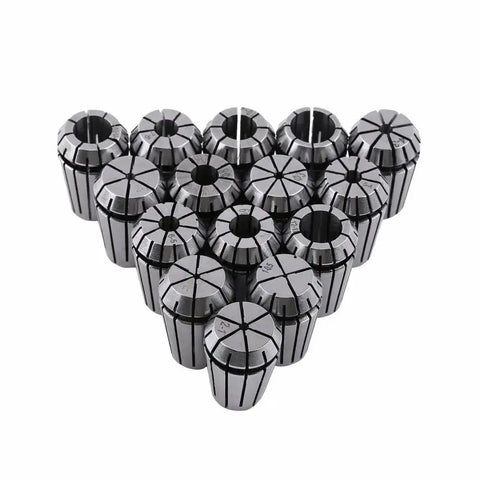 15 Piece ER20 Collet Set 1mm To 13mm With 65Mn Steel Spring Collets For CNC Milling Machines And Lathes, arrayed in triangular formation