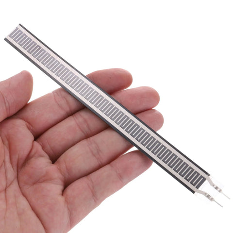MECCANIXITY thin-film FSR pressure sensor strip with grid pattern, gray flexible sensor pad, two leads