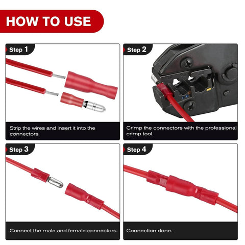 DIY Friendly 200Pcs Bullet Terminals Wire Connectors Kit For Automotive And Marine Wiring AWG 22 To 14 step-by-step guide