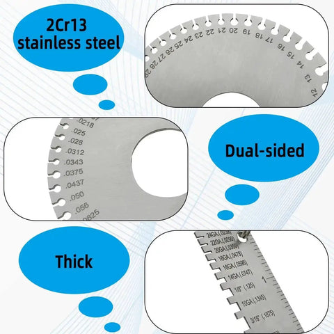 Two Pack Stainless Steel Wire And Metal Sheet Thickness Gauges Dual Sided Portable Welding Thickness Gauge For Pro Grade Accuracy close-up
