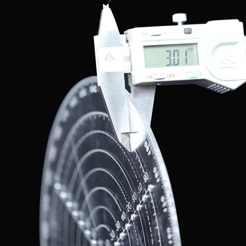 Close-up of Round Center Finder Compass For Wood Lathe And Bowl Making 200mm Centering Tool In Clear Acrylic With Stainless Steel Needle