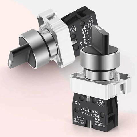 Two Pack Latching Rotary Selector Switch 2 Positions Maintained 1NO SPST 600V 10A For Industrial Control Panels Built Tough