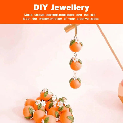 Orange bead earrings displayed, made using Round Polymer Clay Bead Roller Kit For DIY Jewelry Making Bead Roller Tool for 6mm to 14mm beads.