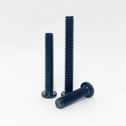 Three 1/4-20 stainless steel flat head hex socket cap screws bolts, 1 in, black oxide 304 stainless, fully threaded