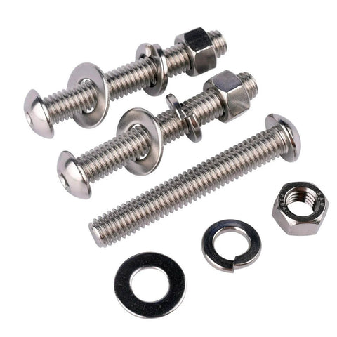 10 Set 1/4-20 By 2 Inch Button Head Socket Cap Screws With Nuts Flat Washers And Lock Washers, 304 Stainless Steel 18-8 Fully Threaded
