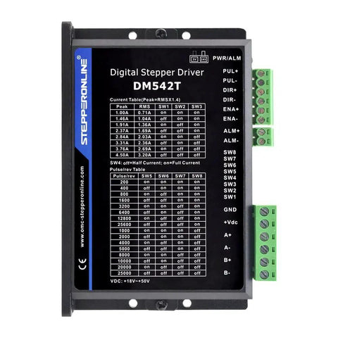 Front view of DM542T driver from DIY CNC Stepper Kit With DM542T Driver And Nema 23 3Nm Motor 425 Oz In 4.2A For 36V LRS 150 36 Power Supply.