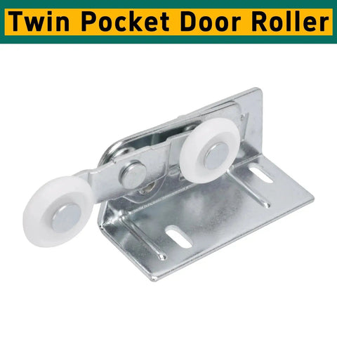Twin Pocket Door Roller Set With Top Mount Rollers 7/8 Inch Wheels Alloy Steel Construction on white background