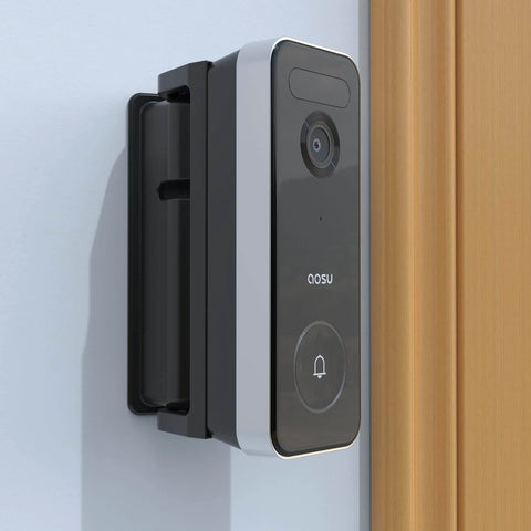 Adjustable 0 To 90 Degree Left And Right Angle Mount For AOSU Video Doorbell Ultra Pro SE Black installed on wall for optimal view