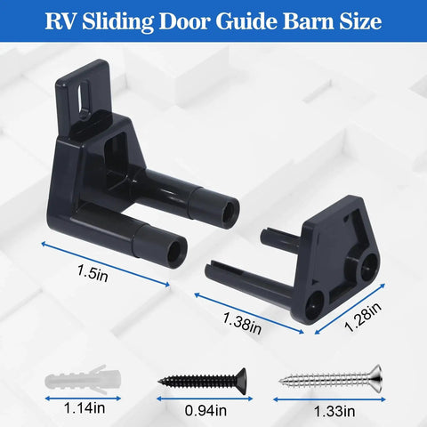 RV Sliding Door Guide Kit, Barn Door Floor Guide And Adjustable Wall Mount Sliding Door Guide With Screws, Black 2-Pack