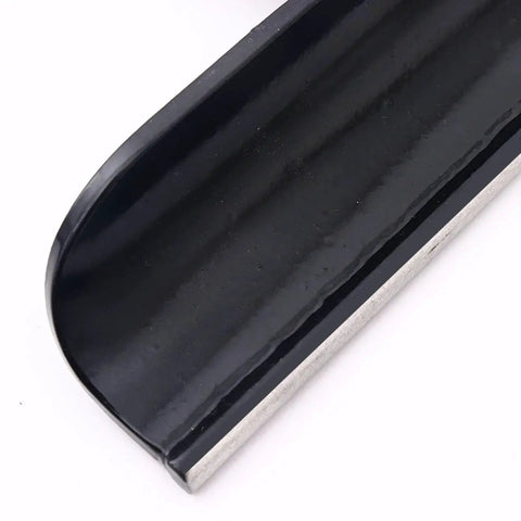 Close-up of 12 Inch Stainless Steel Lathe Tool Rest for Woodworking and Wood Turning, pro grade post with smooth black surface.