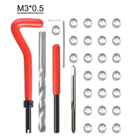 30 Piece Metric Thread Repair Kit With Helicoil Threaded Inserts And Installation Tool For M3 M4 M7 M9 M11 Threads Car Pro Coil Tool For Vehicle And Shop Repairs, showing M3 components and installation tool.
