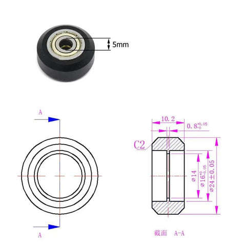 POM Big Pulley Wheel Kit With 13 Pulleys, 10 Hexagonal Eccentric Columns, And 20 Round Columns for Ender 3 CR10 3D Printers