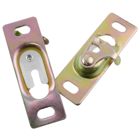 RV Sliding Door Hanger Set With Plates And Pocket Door Hardware Kit, Includes Mounting Screws, High Hardness Metal Construction With Rust Resistant Zinc Plating, Stabilizes Door Panel, Universal Three Inch Long And One Inch Wide Hanger Plates, 2 Pieces