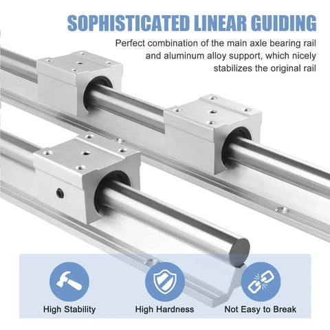 SBR16 1000mm Linear Rail Guide With Four SBR16UU Bearing Blocks, Fully Supported Linear Slide Kit for CNC machines