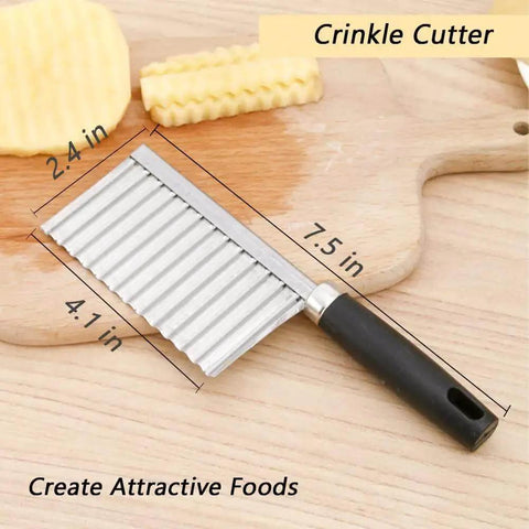 Crinkle Cutter Knife For Fun Kitchen Creations, Stainless Steel Wave Slicer For Potatoes Carrots And Veggies, 7.5-inch blade, black handle