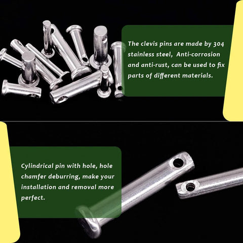 Clevis Pin Assortment Kit For Quick Fixes 96Pcs 304 Stainless Steel Clevis Pins in 12 Metric Sizes M3 to M5 single hole pins