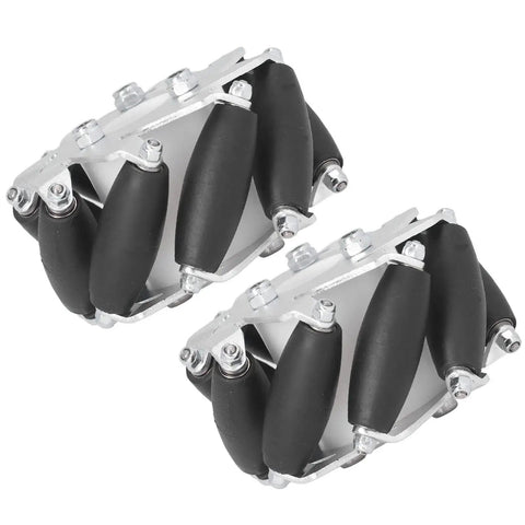 60mm Omni Directional Aluminum Alloy Wheel Set For RC Robots And DIY Projects Featuring Eight Rubber Rollers Per Wheel And A 10kg Load Capacity Perfect For Small Robots And Hobbyist Builds Four Piece Set side view