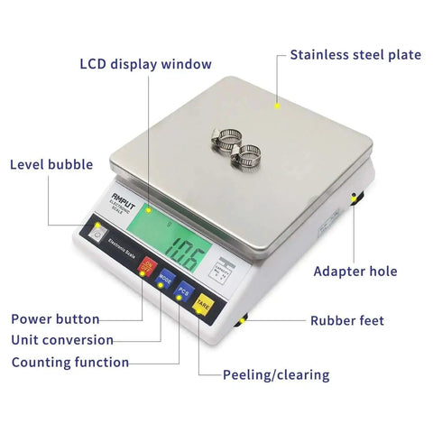 Pro Grade Industrial Counting Scale With 10 Kg Capacity And 0.1 Gram Precision, stainless steel plate, LCD display