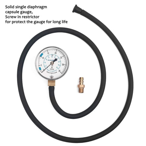 Gas Manifold Pressure Test Kit 0-35 WC For Natural LP Gas 40 Inch Hose 1/4 NPT with dial gauge and brass fitting