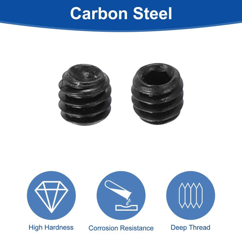 20 Pcs M2x2mm Carbon Steel Hex Socket Set Screws Headless Cup Point Grub Screws For Repairing Compact Instruments Machinery And Equipment Black Finish