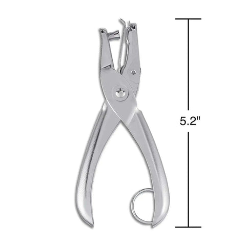 One Hole Punch For Office And Home Use, Five Sheet Capacity, Compact Metal Paper Punch In Silver, Chrome Plated Steel, 5.2-inch