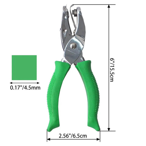 Two Pack Grab-and-Go Handheld Circle Hole Puncher Set 1/4 And 1/8 Inch for Craft Paper and DIY Projects, silver finish, green handles