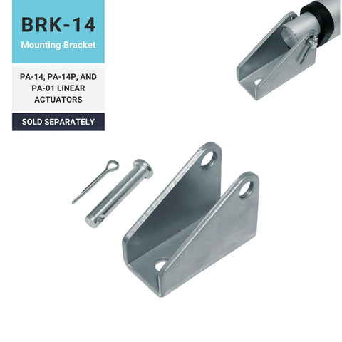 BRK-14 mounting bracket for 12 Volt Potentiometer Feedback Mini Linear Electric Actuator with 6 Inch Stroke and 35 Pound Load Capacity