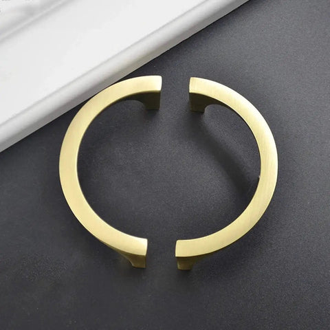 Two Pair Cabinet Hardware Handles In Golden Copper Brushed Gold Finish With Double Hole Mounting For Drawers Closets TV Cabinets