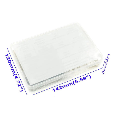 Clear plastic box containing M2.5 Brass Hex Standoffs Spacers Kit With Male And Female Threads 500 Piece Assortment