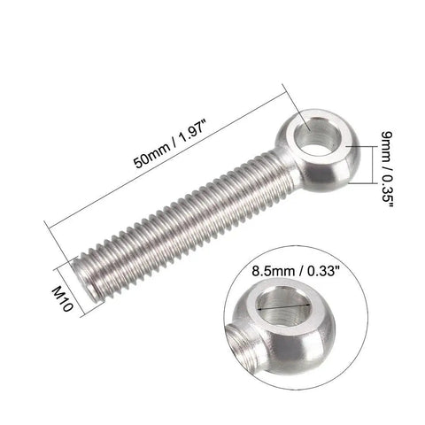 M10 X 50mm Lifting Eye Bolt With Shoulder Swing Built Tough 304 Stainless Steel Metric Threads Heavy Duty Pair