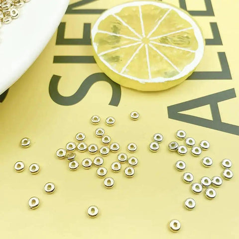 Scattered 2000 Pcs 4mm Flat Round Disc Spacer Beads For Bracelet And Necklace Making, Silver And Gold Tone CCB Spacers For DIY Jewelry