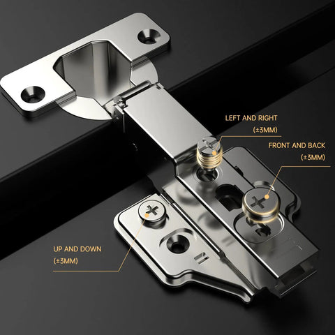 Close-up of Soft Close Cabinet Hinges 20 Pack 95 Degree Half Overlay Frameless Euro Concealed 45mm Easy Mount Base 3D Adjustable