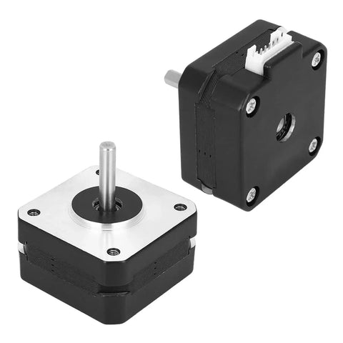 Nema 17 Stepper Motor For 3D Printers And CNC DIY Robots 12V 0.7A Alloy Construction front and back view showing shaft and wiring