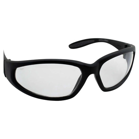 Hercules Safety Glasses with Shatterproof Lenses ANSI Z87 for work shooting riding and everyday use, black nylon frame with rubber ear pads