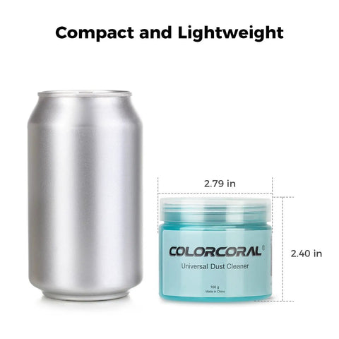 Car Cleaning Gel For Vents And Interiors Universal Dust Cleaning Putty For Auto Detailing Car Interior Cleaning Kit 160g Blue ColorCoral beside a can for size comparison.