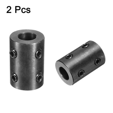2 pcs shaft couplings, 1/2 in bore, 1 in OD, 1-1/2 in length, black oxide steel, rigid motor coupler with 4 set screws