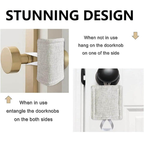 Door Slamming Noise Stopper Cushion For Quiet Doors, Elastic Sides Fit Most Door Sizes, Door Silencer Pad Prevents Slams shown on door