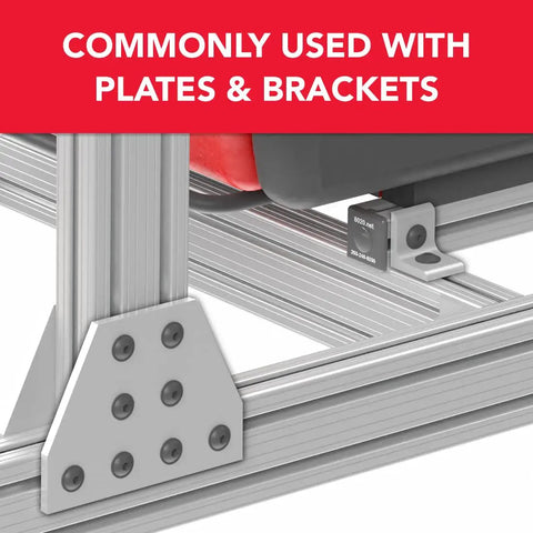 8020 aluminum framing with bracket showing 5/16-18 Flanged Button Head Socket Cap Screw Bolt With Slide-In Economy T-Nut Combo