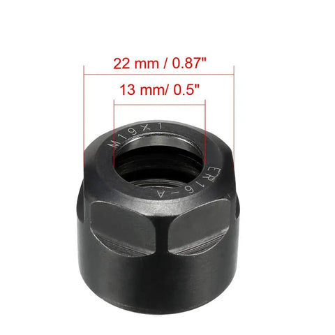 ER16 A M19 Collet Nut For CNC Milling Chuck Holder Lathe Replacement Hex Clamping Nut Cast Steel 13mm Hole dimensions visible