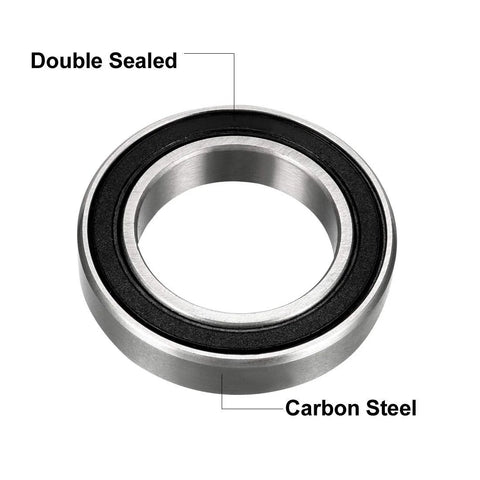 uxcell 6802-2RS double sealed deep groove ball bearing, carbon steel, 15x24x5 mm, pack of 10