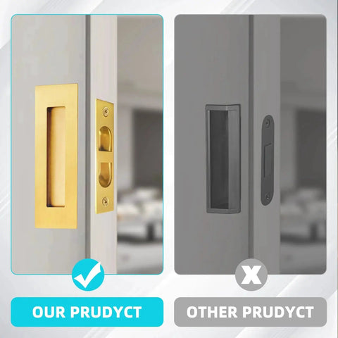 Gold Finish 4.72 Inch Pocket Door Handles And Edge Pulls In 304 Stainless Steel Recessed Flush Finger Pulls close-up comparison