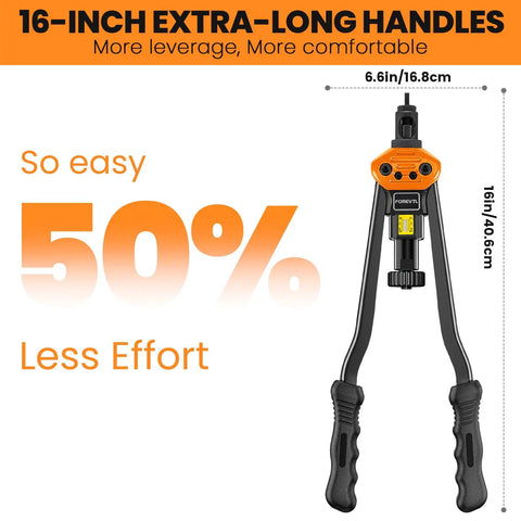 Rivet Nut Tool Kit 16 Inch With 13 Mandrels And 150 Rivnuts featuring 16-inch handles for easy leverage in DIY auto and metal repairs