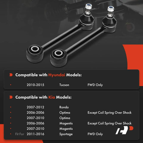 Two Pack Rear Forward Upper Control Arm With Ball Joint And Bushing Compatible With Hyundai Tucson 2010 To 2015 Kia Optima