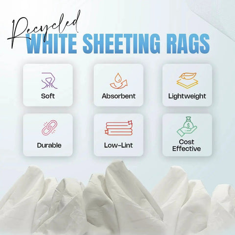 Recycled White Cotton Cleaning Rags Bulk Pack For Household Shop Garage And Auto Paint Tasks Heavy Duty Multipurpose Rags