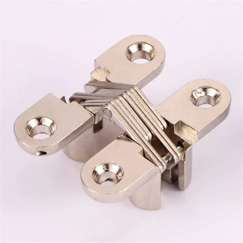 Concealed Cross Door Hinge 8x42mm Invisible Hinge 180 Degree Swing With Screws For Wood Doors Flush Doors Swing Doors And DIY Window Projects Easy Install Silver Sleek Low Profile Design For Quiet Close And Long Lasting Durability