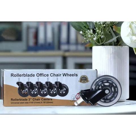 Office Chair Caster Wheels Set Of 5 Heavy Duty And Floor Safe For All Surfaces Including Hardwood 3 Inch Rubber Replacement