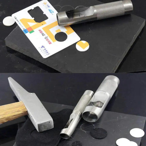 Heavy Duty Leather And Canvas Hole Punch Set, 12 Piece Hollow Punch Tool Kit With Sizes From 1mm To 10mm on black surface