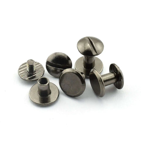 15 Sets Chicago Screws For Book Binding And Leather Craft Round Slotted Head Binding Bolts Dope Quality Carbon Steel Nickel Plated Black Finish