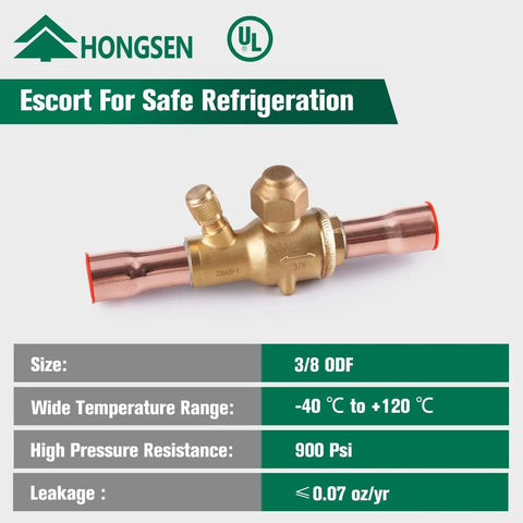 Beefy Brass Refrigeration Ball Valve Three Eighths ODF With Helium Leak Tested And Leak Proof Sealing High Pressure 900 PSI Copper Tube